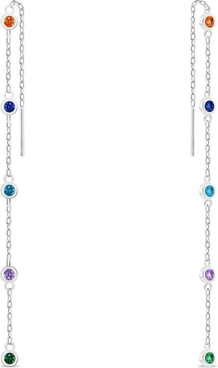 Actual product image Brilio Silver - Silver chain earrings with colored zircons EA1006WRBW
