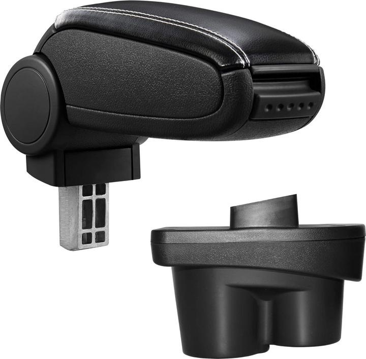 Immagine prodotto Pro-Tec Bracciolo centrale Opel Corsa E con vano portaoggetti in similpelle nera con cuciture bianche