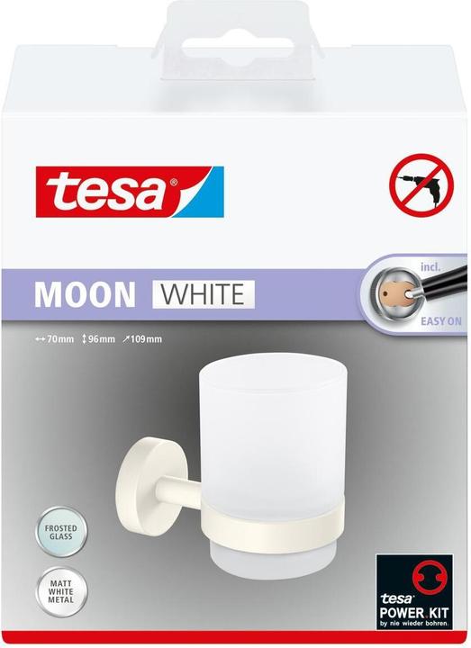 Actual product image tesa MOON WHITE toothbrush tumbler incl. adhesive solution without drilling
