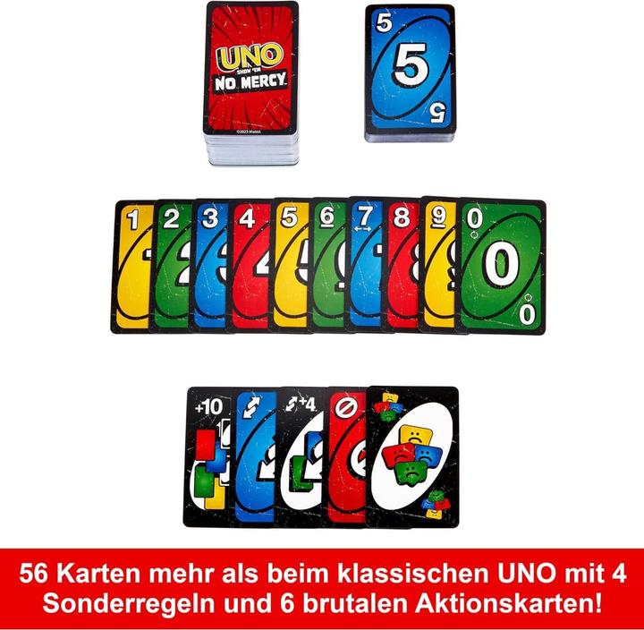 Actual product image Mattel Games UNO No Mercy (English, French, German, 2 - 8 Players)