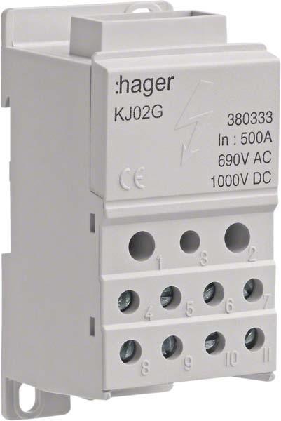 Immagine prodotto Hager HAG KJ02G Blocco di distribuzione 500A f. Rame piatto (Morsettiere)