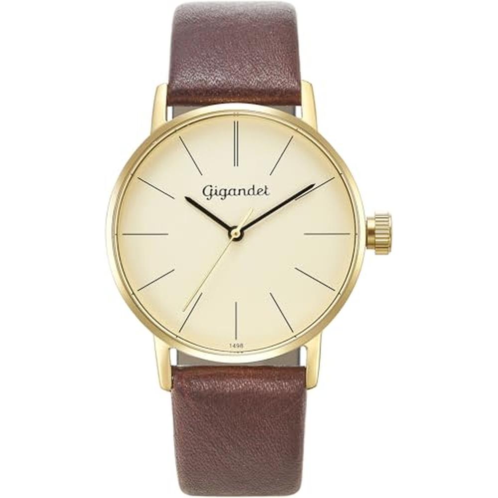 Gigandet, Orologio da polso, Dames analoog Japans kwartsuurwerk horloge met lederen armband 7VNAG43NE009 goud, Oro, (Orologio da polso analogico)
