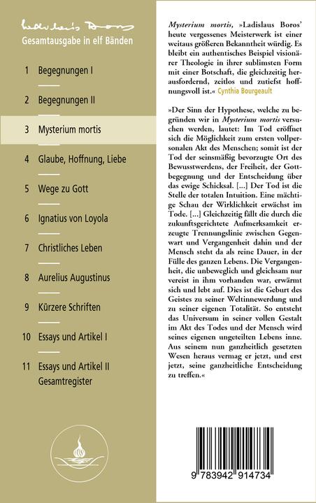 Produktbild Mysterium mortis | Erlöstes Dasein | Phasen des Lebens (Deutsch, Cynthia Bourgeault, Ladislaus Boros, 2023)