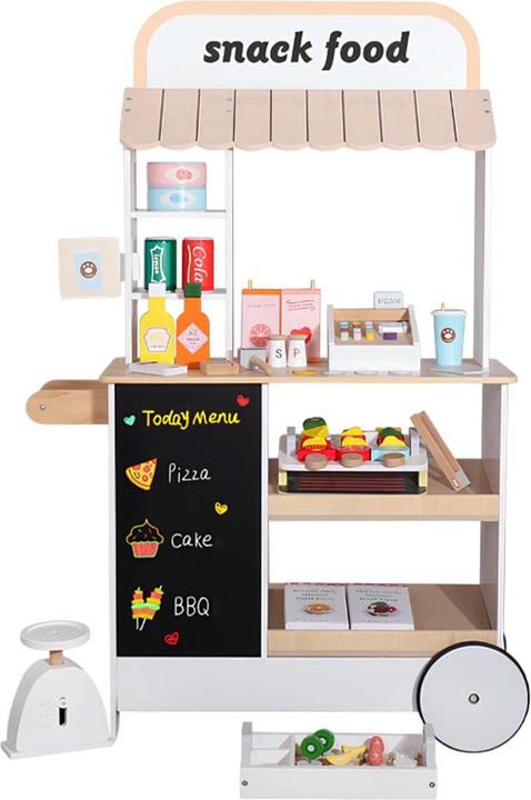 Avizar Holz-Einkaufswagen für Kinder mit Zubehör & Tafel