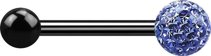 Actual product image Star Piercing Barbell schwarz mit Kugel und Kristallkugel hellblau Epoxy Schutzschicht (without brass, Titanium)