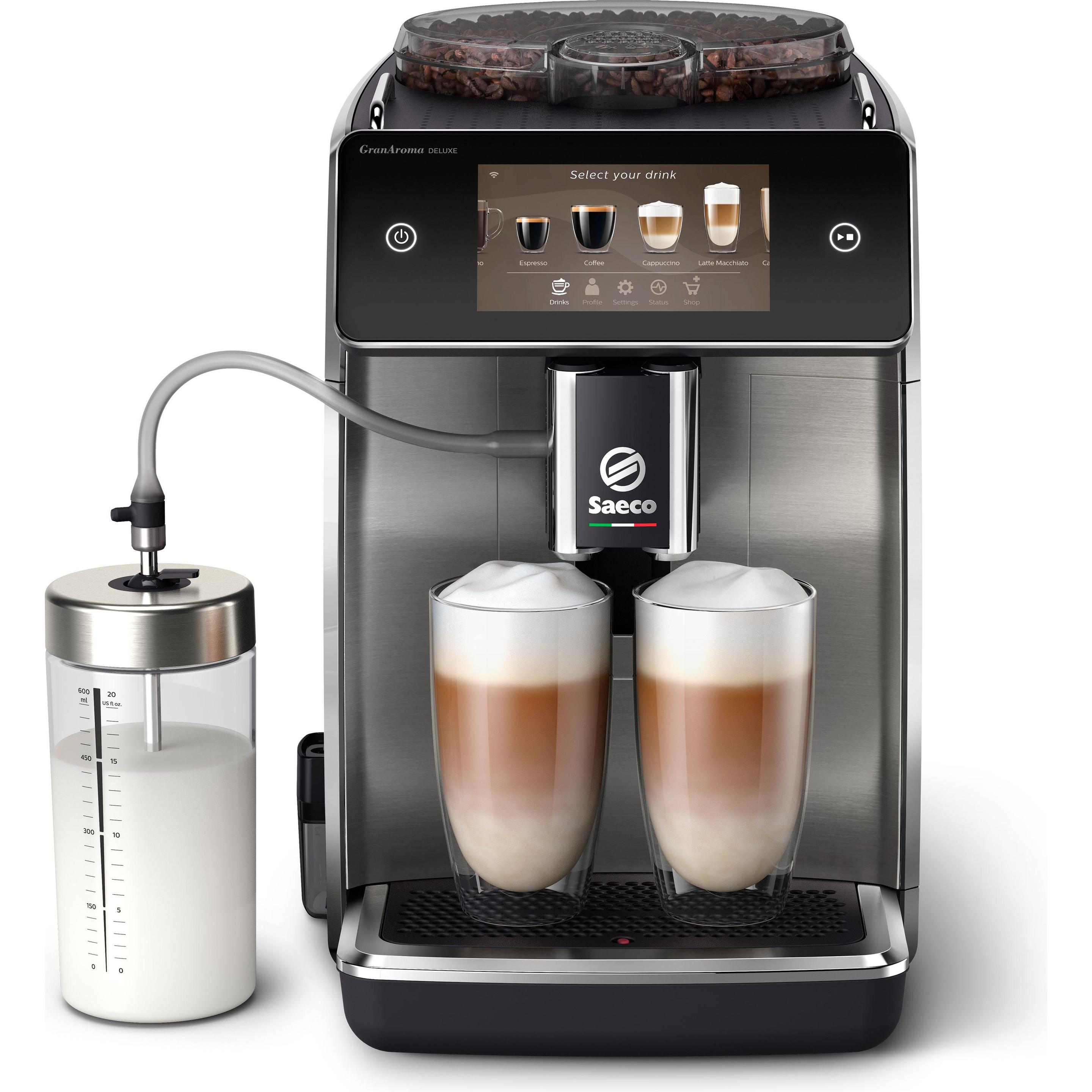 Philips SM6685/00 Saeco GranAroma Deluxe, Macchina da caffè automatica, Nero, Argento