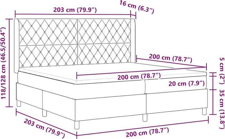 Produktbild vidaXL Boxspringbett (200 x 200 cm)