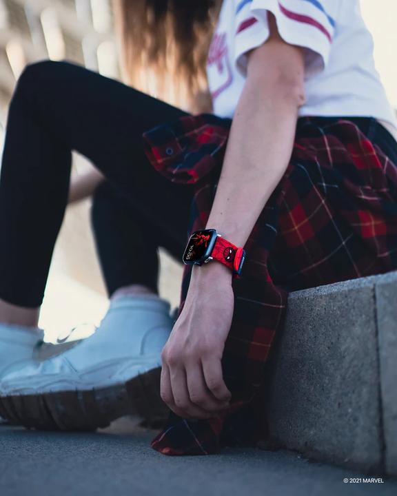 Actual product image Moby Fox Bracelet Smartwatch Spider-Man Logo 22 mm (22 mm, Stainless steel, Silicone)