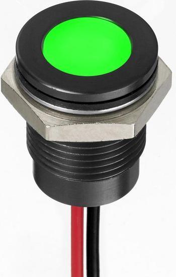 Produktbild RS PRO 14mm flush IP67 sealed black LED,grn 24V