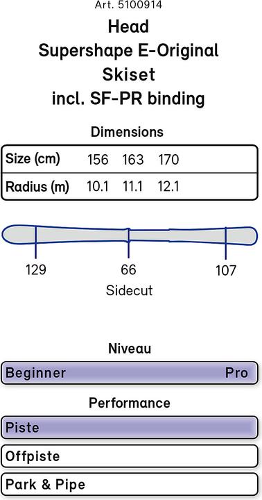 Image du produit Head Supershape e-Original (163 cm, Sans reliure)