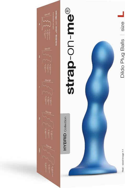 Actual product image Strap-on-me Dildo Plug Balls Metallic Blue L