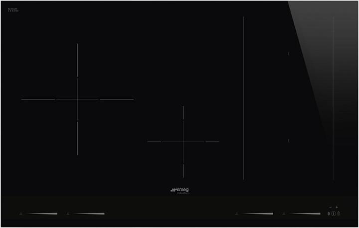 Smeg SIM1844D Induktionskochfeld, 80 cm, Schwarze Glassy Glask., C-Schliff (80 cm, Table de cuisson à induction)