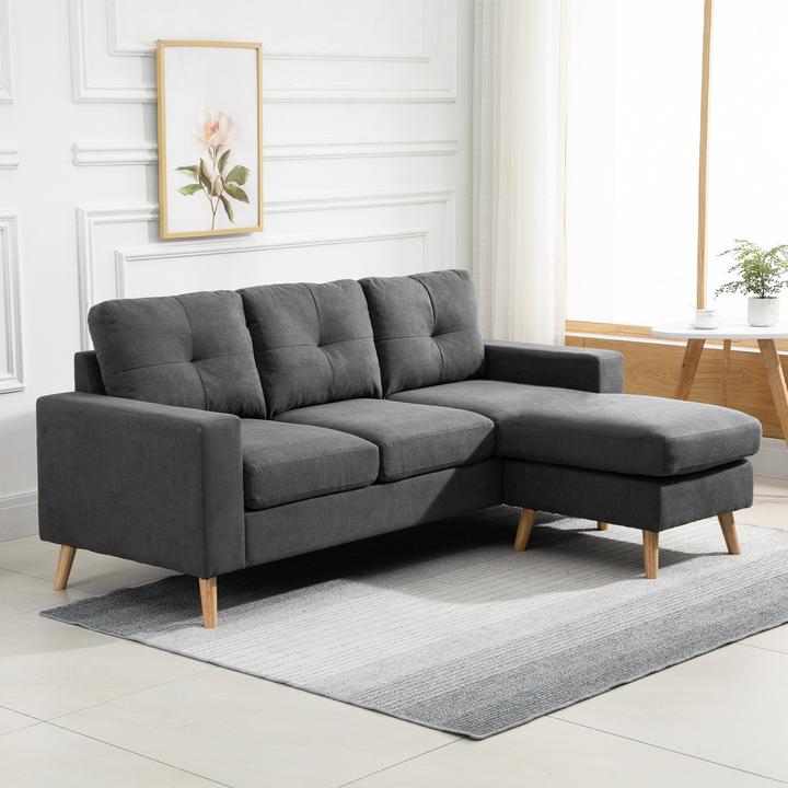 Immagine prodotto Homcom Divano angolare dal design scandinavo con cuciture a bottoni (Divano ad angolo)
