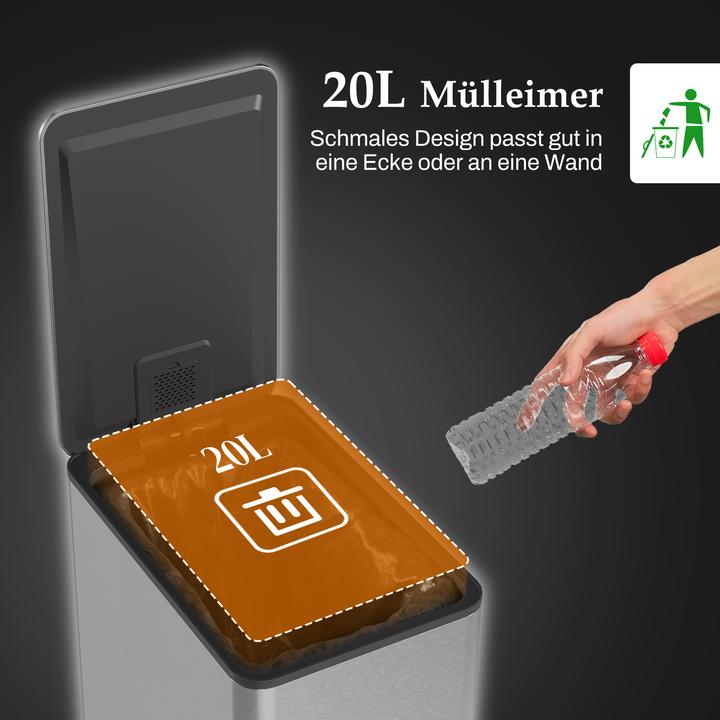 Produktbild Homcom Mülleimer Edelstahl, Kunststoff Silber (20 l)