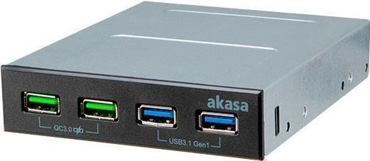 Produktbild Akasa USB 3.1 Gen2 und Quick Charge Panel 5,25 Zoll