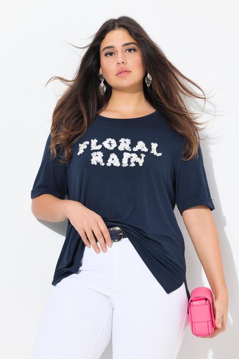 Produktbild Ulla Popken T-Shirt, 3D Floral Rain, Classic, Rundhals, Halbarm (62)