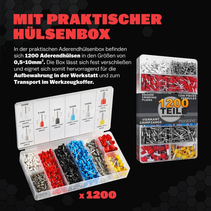Produktbild Monzana Crimpzange + Aderendhülsen Set (55 mm)