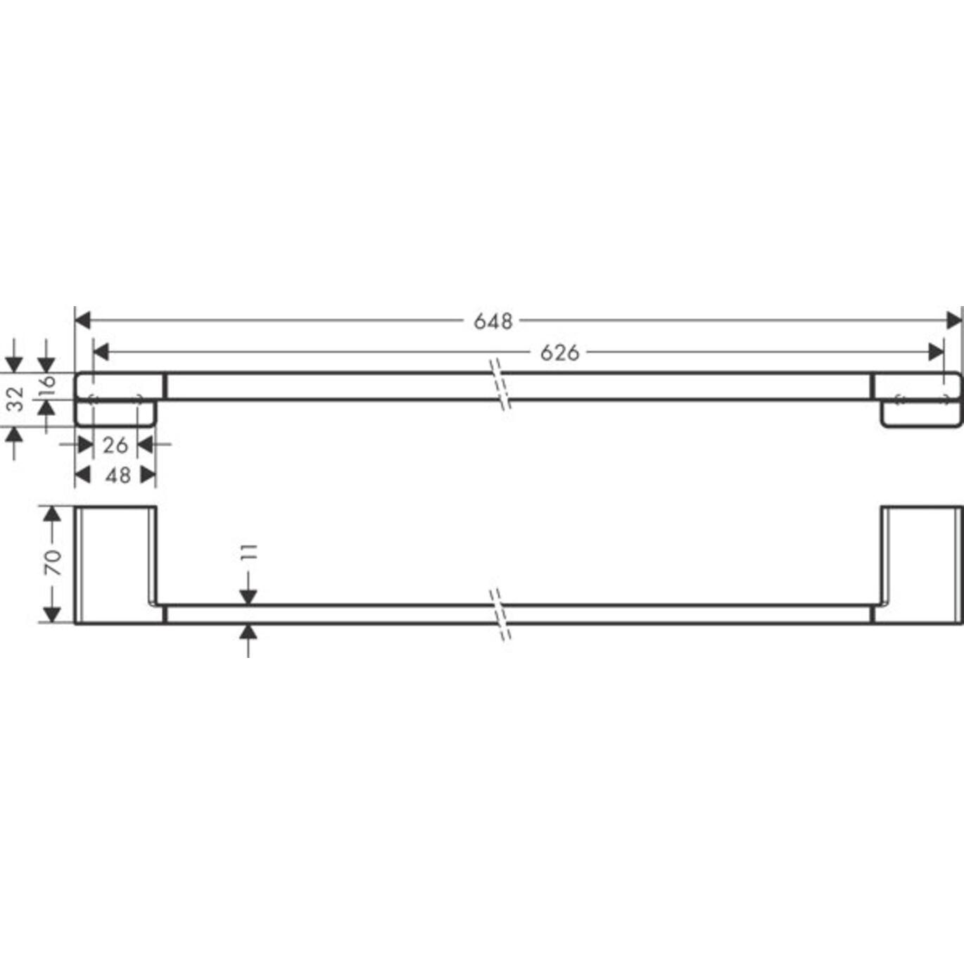 Thumbnail - hansgrohe, Handtuchhalter + Handtuchhaken, AddStoris Badetuchhalter, 648mm, polished gold