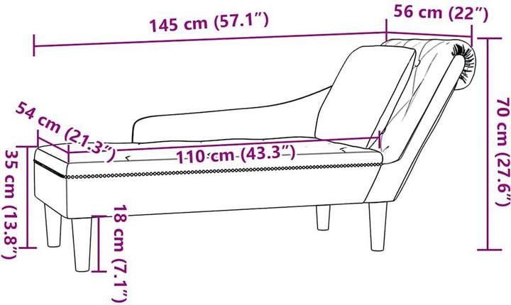 Produktbild VidaXL Chaiselongue Lounge Sofa Recamiere mit Rechter Armlehne Kunstleder