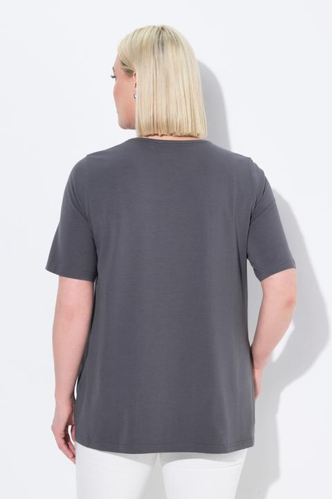 Image du produit Ulla Popken T-shirt à manches courtes et col carré. Coupe évasée (46, 48)