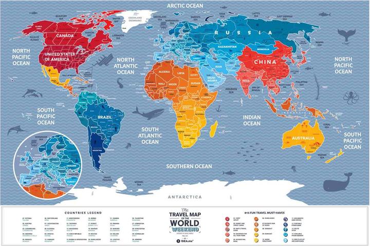 Nenurodyta Zeichnungskarte Weltreisekarte Wochenendwelt (60 cm)