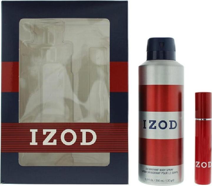 Actual product image Izod Red 2 Piece Gift Set: Eau De Toilette 15ml - Body Spray 200ml For Men (Perfume set)