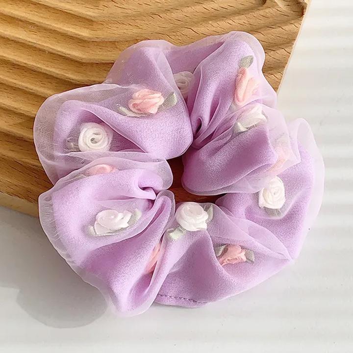 Immagine prodotto Avizar Scrunchie Doppelstoff mit 3D Rosen Rosée (Elastico per capelli)