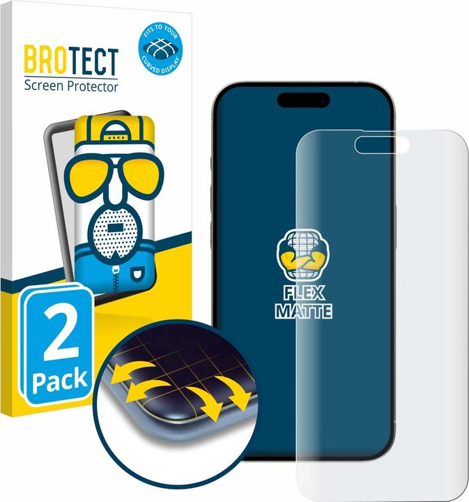 Produktbild BROTECT Full-Cover Displayschutz Matt (2 Stück, Apple iPhone 15 Pro)
