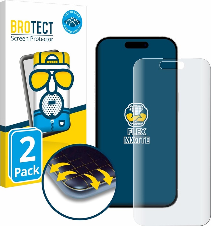 Immagine prodotto BROTECT Full-Cover Pellicola Opaca (2 Pezzo/i, Apple iPhone 15 Pro)