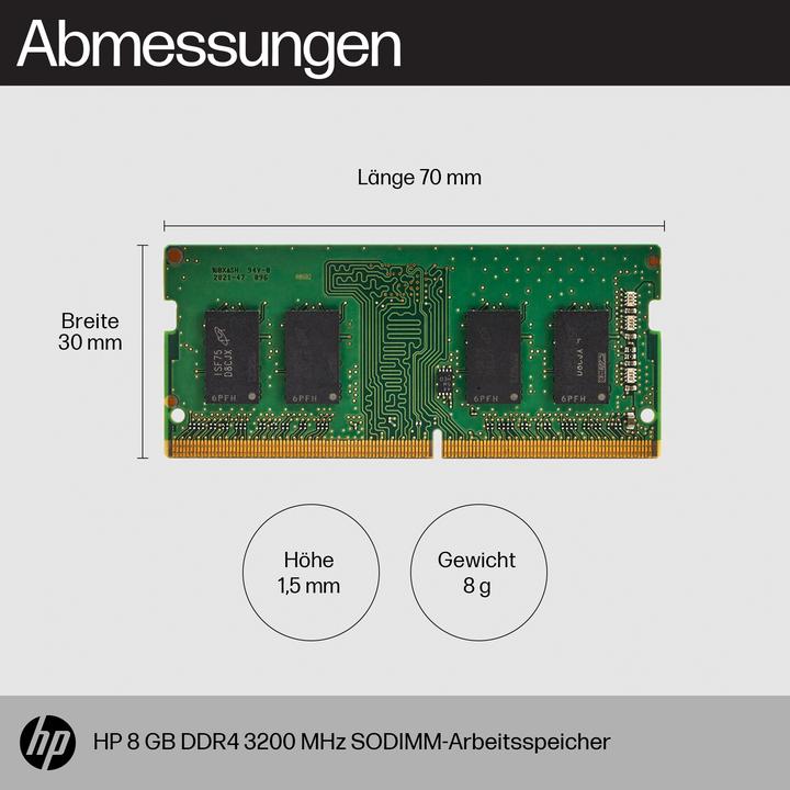 Image du produit HP 8GB DDR4 3200 SODIMM Memory (1 x 8GB, 3200 MHz, RAM DDR4, SO-DIMM)