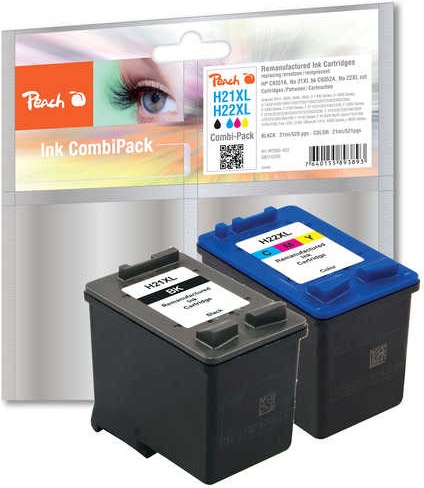 Produktbild Peach Spar Druckköpfe kompatibel zu No. 21XL, C9351AE, No. 22XL, C9352AE (M, BK, C, Y)