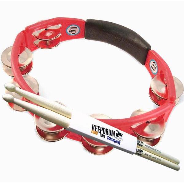 Latin Percussion LP LP151 Cyclops Tambourine mit Drumsticks (Schlagzeug), Perkussion