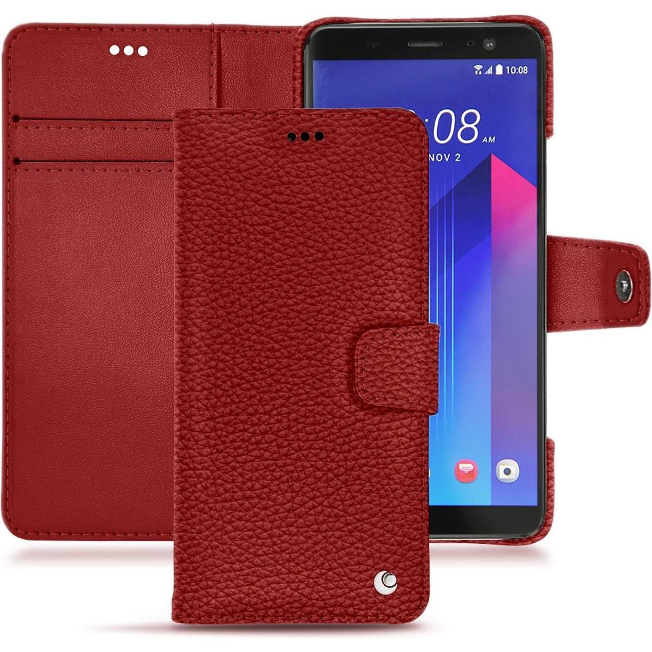 Noreve Lederschutzhülle Wallet (HTC U11+), Smartphone Hülle, Rot