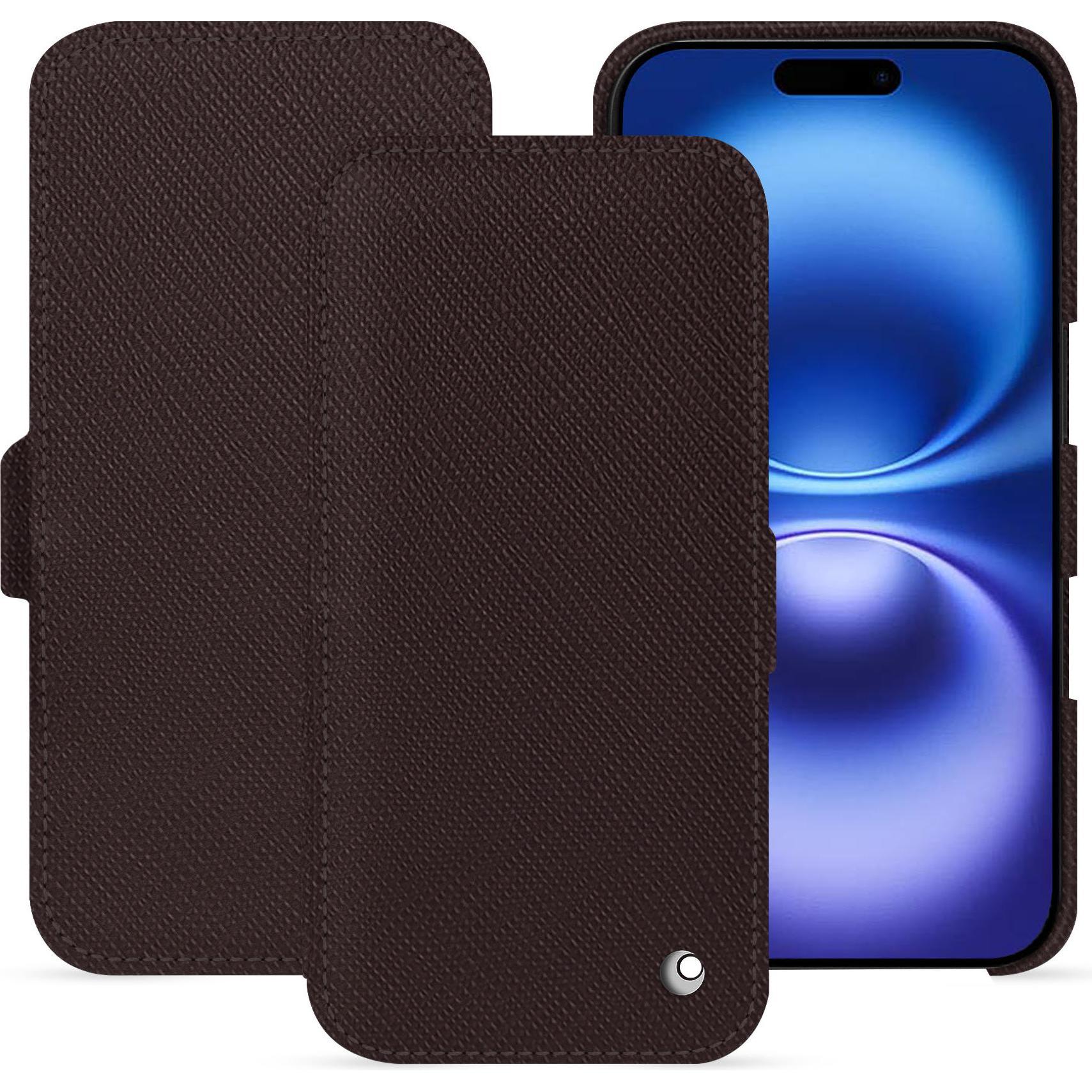 Noreve Lederschutzhülle horizontal (Apple iPhone 16), Smartphone Hülle, Braun