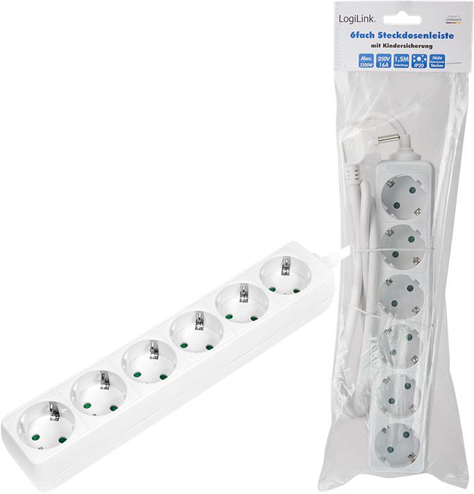 Actual product image LogiLink Socket strip (6 x, CEE 7/3, 1.50 m)