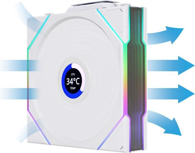 Actual product image Lian-Li UNI FAN TL Wireless LCD Lüfter, ARGB, PWM - 120 mm, weiss (120 mm, 1 x)