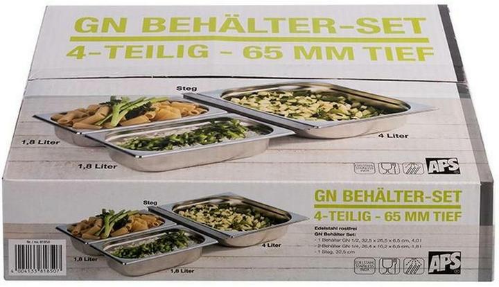 Image du produit APS GN Behälter-Set, 4-teilig (GN 1/2, GN 1/4, 4 l)