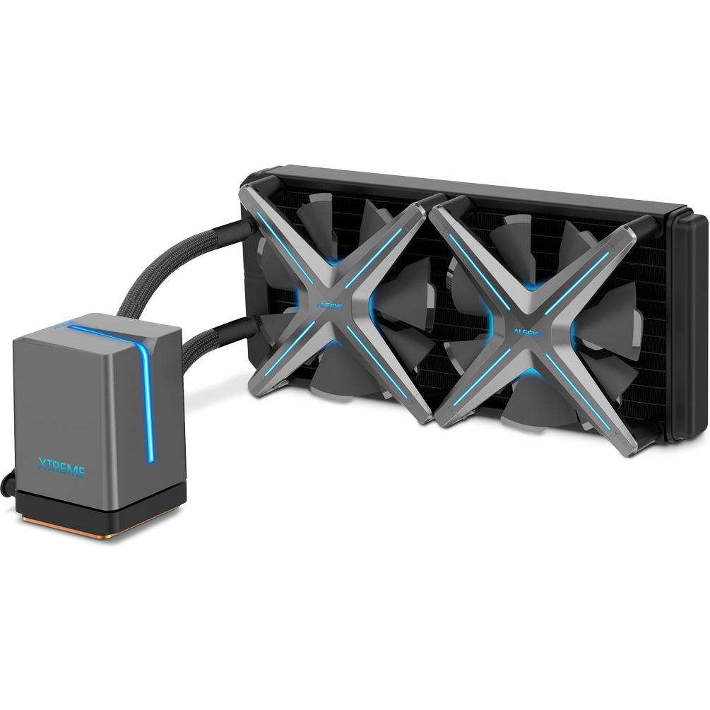 Intertech 1600 U/min 35.6 dBA, RGB LED, CPU Wasserkühler, Schwarz, Grau