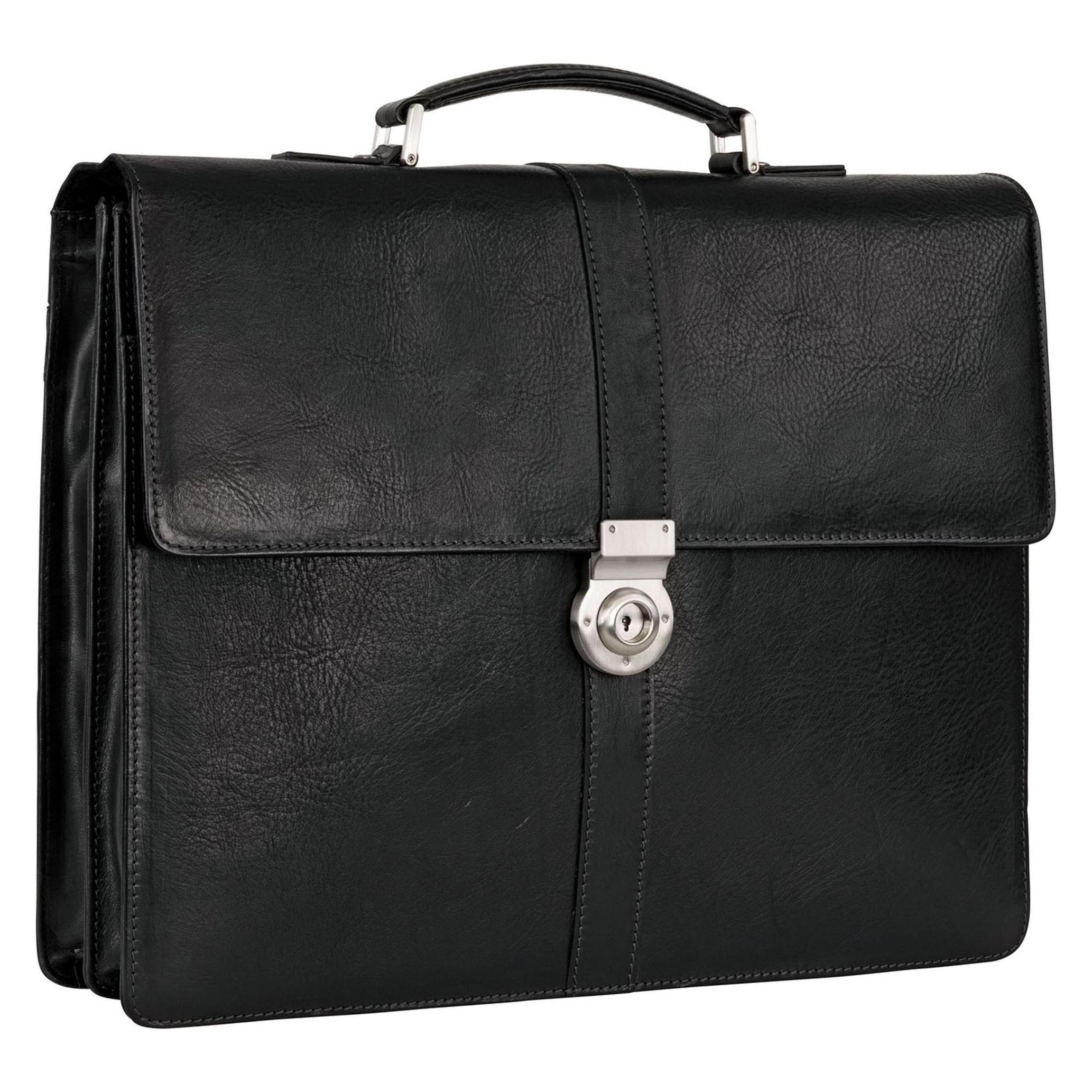 Leonhard Heyden Bergamo Aktentasche Leder 40 Cm Laptopfach (16.14"), Notebooktasche, Schwarz