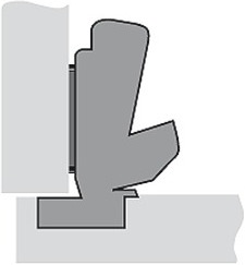 Actual product image Hettich Sensys 8657 zero-penetration pot hinges, corner and center hinge