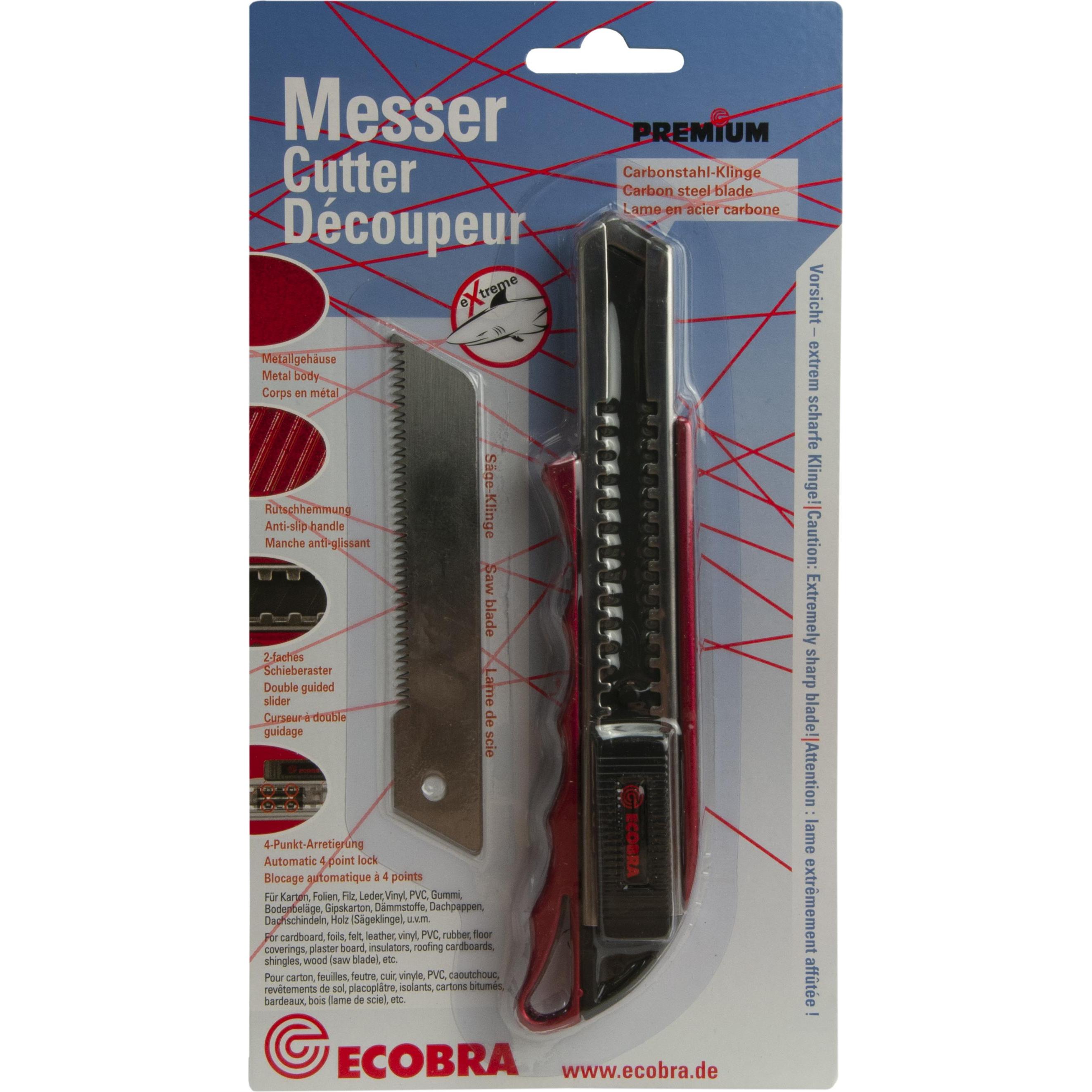 Thumbnail - Ecobra, Cutter, Cutter Premium 18 mm mit Sägeklinge und Carbonstahlklinge (Cutter)