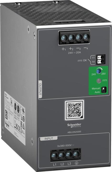 Actual product image Schneider Power supply, Modicon ABLU, universal, clocked, 380-500V AC, 3-phase, 24V DC, 20A, 480W ABL