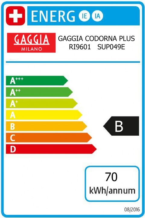 Etichetta energetica Gaggia RI9601/01 - Cadorna Plus (Spina UE)