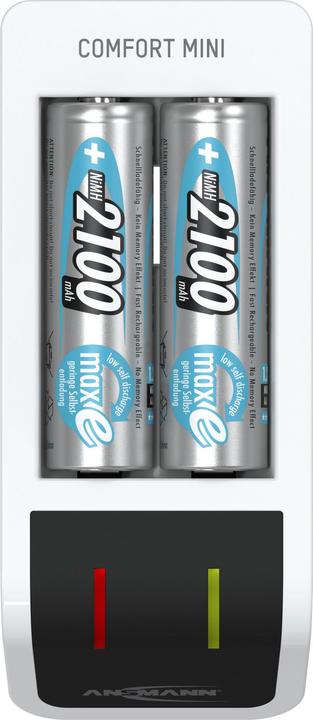 Produktbild Ansmann Comfort Mini Ladegerät inkl. 2 AA Mignon Akkus 2100 mAh (1 Stk., AA, AAA, 2100 mAh, Ladegerät inkl. Akku)