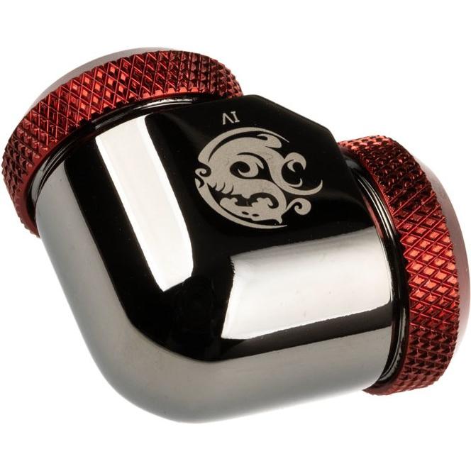 Thumbnail - Bitspower Adapter 90 Grad 12mm AD Hardtube auf 12mm AD Hardtube - schwarz glänzend/rot, Wasserkühlung Anschluss, Schwarz...