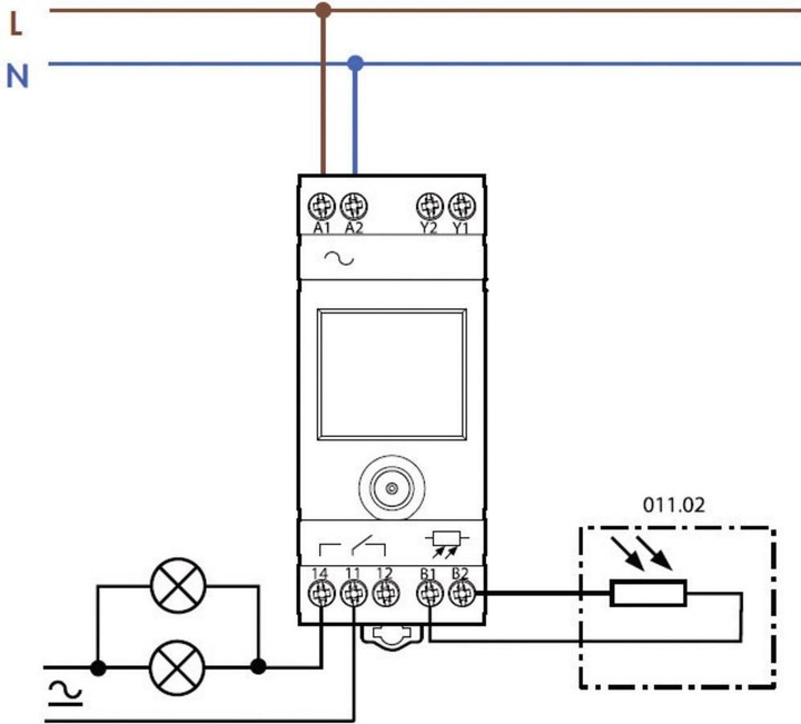 Actual product image Finder Light dependent relay, with timer