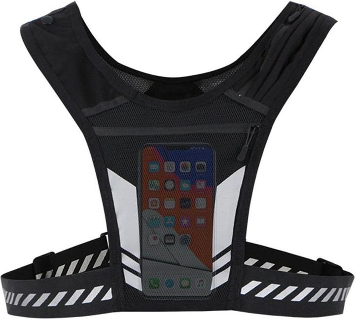 Stride Ultraleichte Laufweste mit Brusttasche & Reflektor Outdoor Sport Weste Schwarz (One Size)