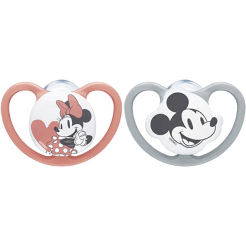 NUK, Nuggi, Disney Minnie Mouse Space Silikon-Schnuller, 18-36 Monate, 2 Stück, grau & rot (2 x, 18 - 36 Monate)