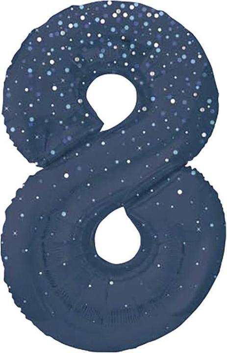 Unique Blauer stehender Folienballon Zahl 8 (1x)