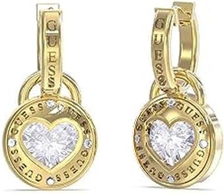 Guess Decent Gold Plated 2in1 Rolling Hearts Dangle Earrings JUBE03351JWYGT/U (Surgical steel)